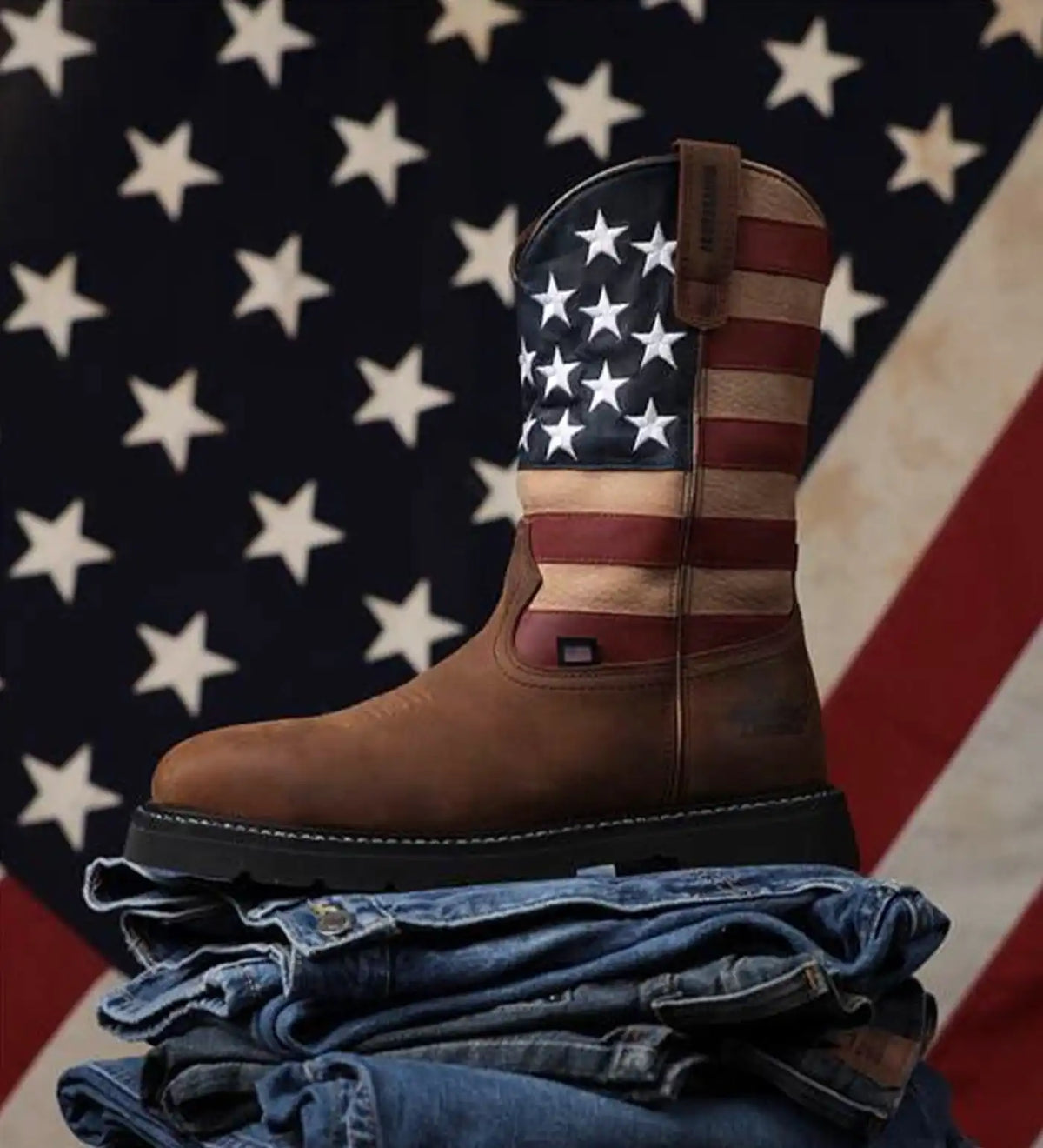 Thorogood Western Stars & Stripes Waterproof 11" Crazy Horse Nano Safety Toe Work Boots for Men